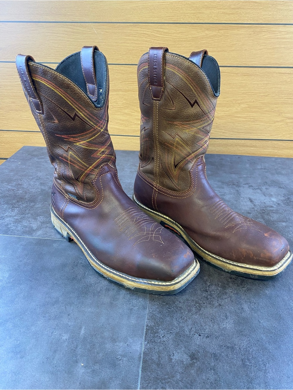 Men’s Red Wing Irish Setter Brown Leather Western Work Boots size 11-CLEAN